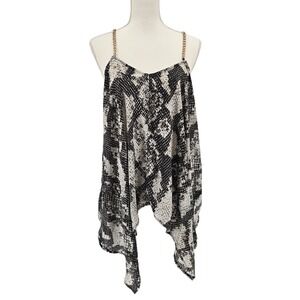 Soho New York & Company Snake‎ Print Chain Strap Handkerchief Top MEIDUM